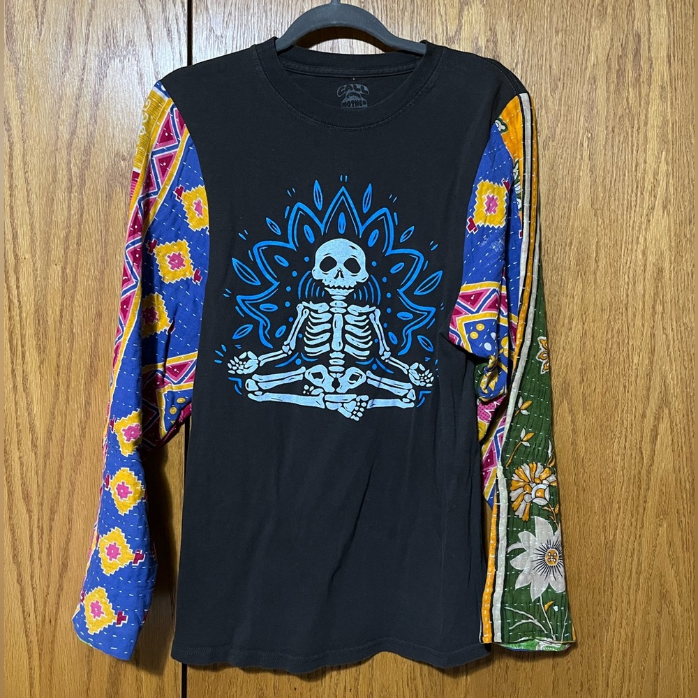 Colorful Kantha Skeleton Long Sleeve Shirt